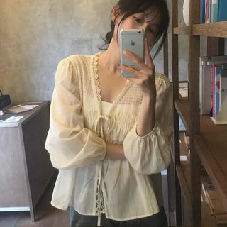 Beige Cotton Linen Blouse