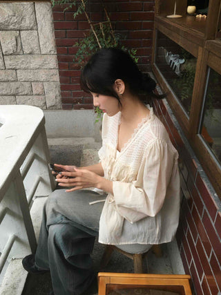 Beige Cotton Linen Blouse