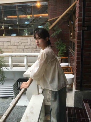 Beige Cotton Linen Blouse