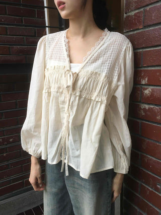 Beige Cotton Linen Blouse