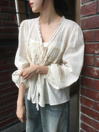 Beige Cotton Linen Blouse