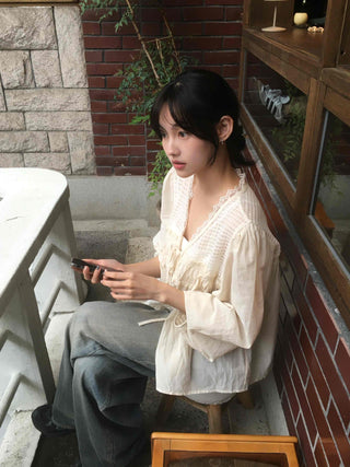 Beige Cotton Linen Blouse