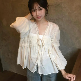 Beige Cotton Linen Blouse