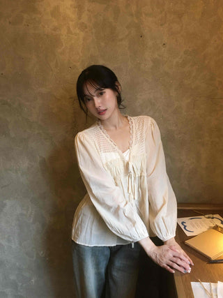 Beige Cotton Linen Blouse