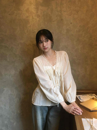 Beige Cotton Linen Blouse