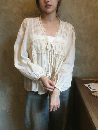 Beige Cotton Linen Blouse