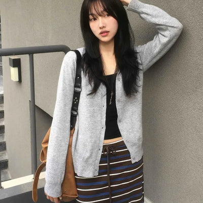 Basic Super Pretty Fit Plain Knit Cardigan