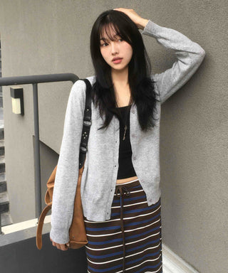 Basic Super Pretty Fit Plain Knit Cardigan