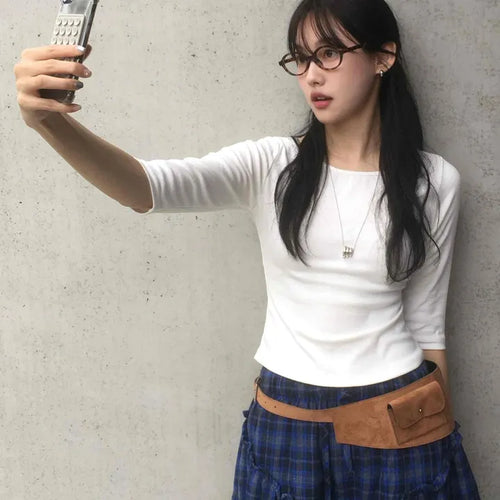 Daily Plain Cotton Long-Sleeve T-Shirt