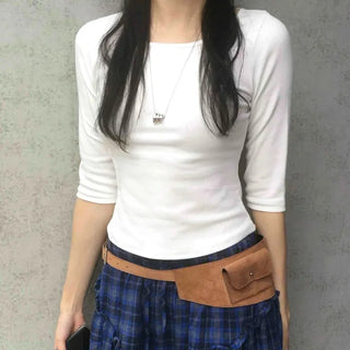 Daily Plain Cotton Long-Sleeve T-Shirt