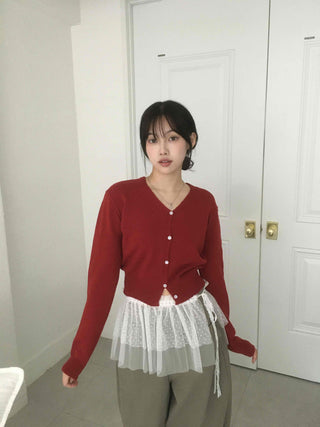 Delicate Winter Innerwear Wool/Wool Plain Cardigan
