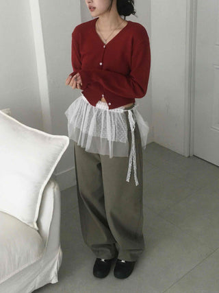 Delicate Winter Innerwear Wool/Wool Plain Cardigan