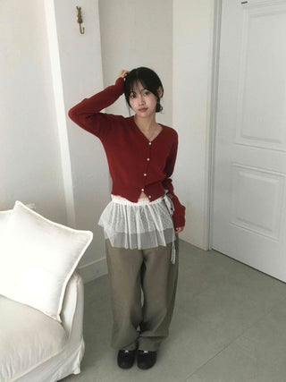 Delicate Winter Innerwear Wool/Wool Plain Cardigan
