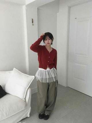 Delicate Winter Innerwear Wool/Wool Plain Cardigan