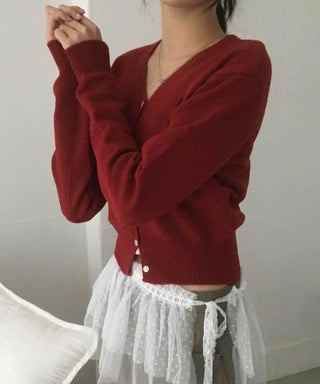 Delicate Winter Innerwear Wool/Wool Plain Cardigan