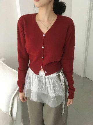 Delicate Winter Innerwear Wool/Wool Plain Cardigan