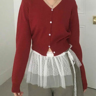 Delicate Winter Innerwear Wool/Wool Plain Cardigan