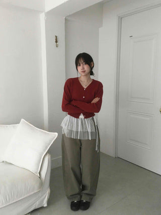 Delicate Winter Innerwear Wool/Wool Plain Cardigan