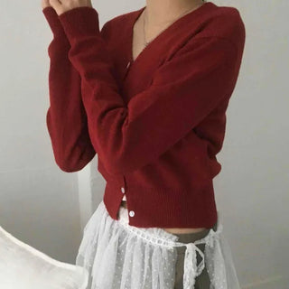 Delicate Winter Innerwear Wool/Wool Plain Cardigan