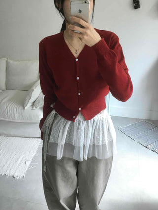 Delicate Winter Innerwear Wool/Wool Plain Cardigan