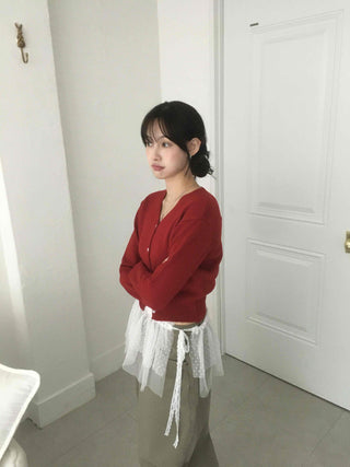Delicate Winter Innerwear Wool/Wool Plain Cardigan