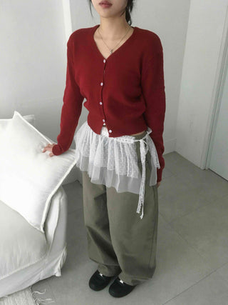 Delicate Winter Innerwear Wool/Wool Plain Cardigan