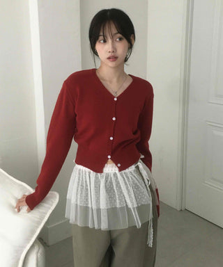 Delicate Winter Innerwear Wool/Wool Plain Cardigan