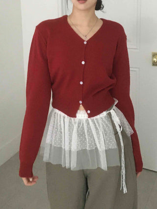 Delicate Winter Innerwear Wool/Wool Plain Cardigan