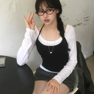 Casual Chic Set Slim Fit Spring/Autumn Long Sleeve T-shirt