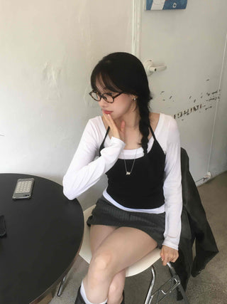 Casual Chic Set Slim Fit Spring/Autumn Long Sleeve T-shirt