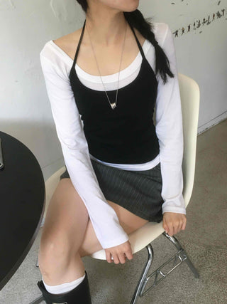 Casual Chic Set Slim Fit Spring/Autumn Long Sleeve T-shirt