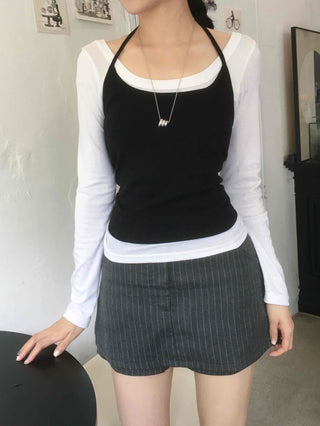 Casual Chic Set Slim Fit Spring/Autumn Long Sleeve T-shirt