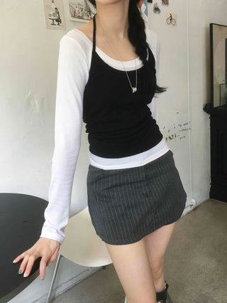 Casual Chic Set Slim Fit Spring/Autumn Long Sleeve T-shirt