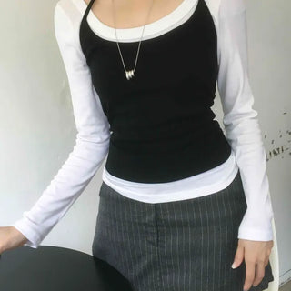 Casual Chic Set Slim Fit Spring/Autumn Long Sleeve T-shirt