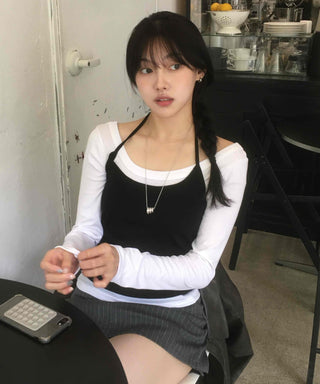Casual Chic Set Slim Fit Spring/Autumn Long Sleeve T-shirt