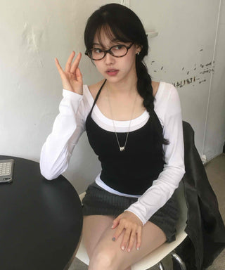 Casual Chic Set Slim Fit Spring/Autumn Long Sleeve T-shirt