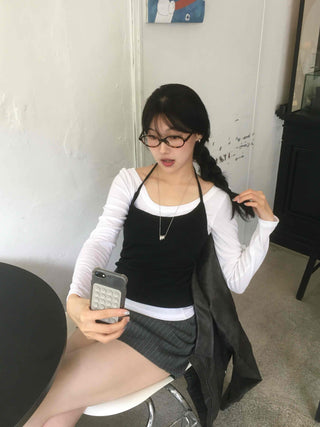 Casual Chic Set Slim Fit Spring/Autumn Long Sleeve T-shirt