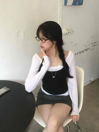 Casual Chic Set Slim Fit Spring/Autumn Long Sleeve T-shirt