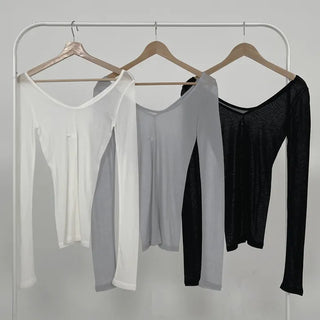Meloni Tencel See-through Ribbed Slim T-shirt