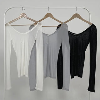 Meloni Tencel See-through Ribbed Slim T-shirt