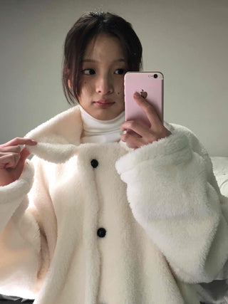 Hooded Shearling Long Tumble Coat