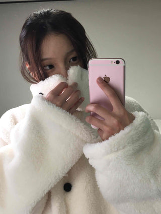 Hooded Shearling Long Tumble Coat