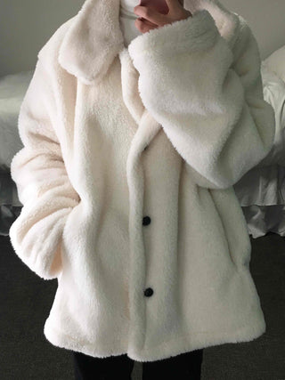 Hooded Shearling Long Tumble Coat
