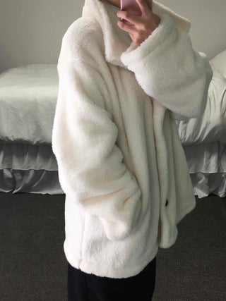 Hooded Shearling Long Tumble Coat