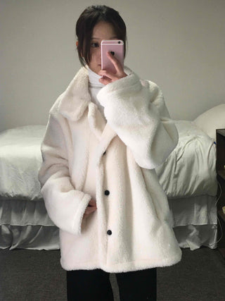 Hooded Shearling Long Tumble Coat