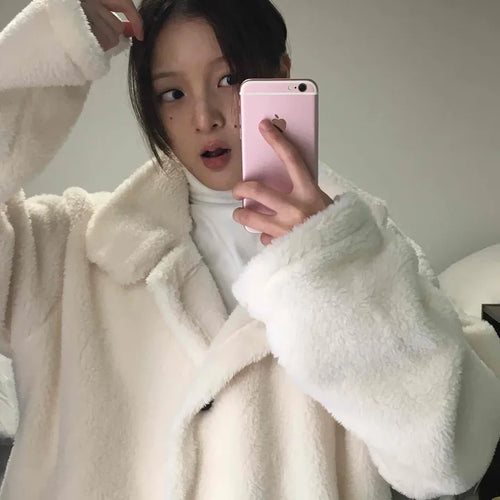 Hooded Shearling Long Tumble Coat
