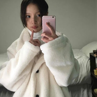 Hooded Shearling Long Tumble Coat