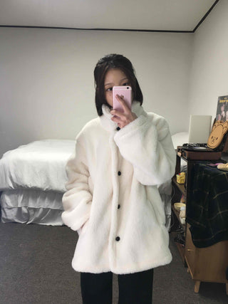Hooded Shearling Long Tumble Coat