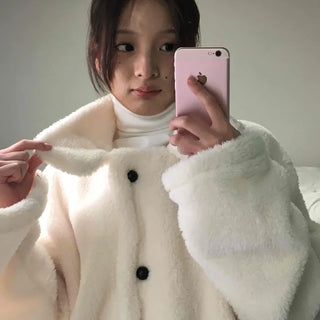 Hooded Shearling Long Tumble Coat