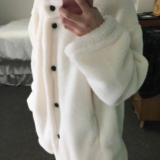 Hooded Shearling Long Tumble Coat